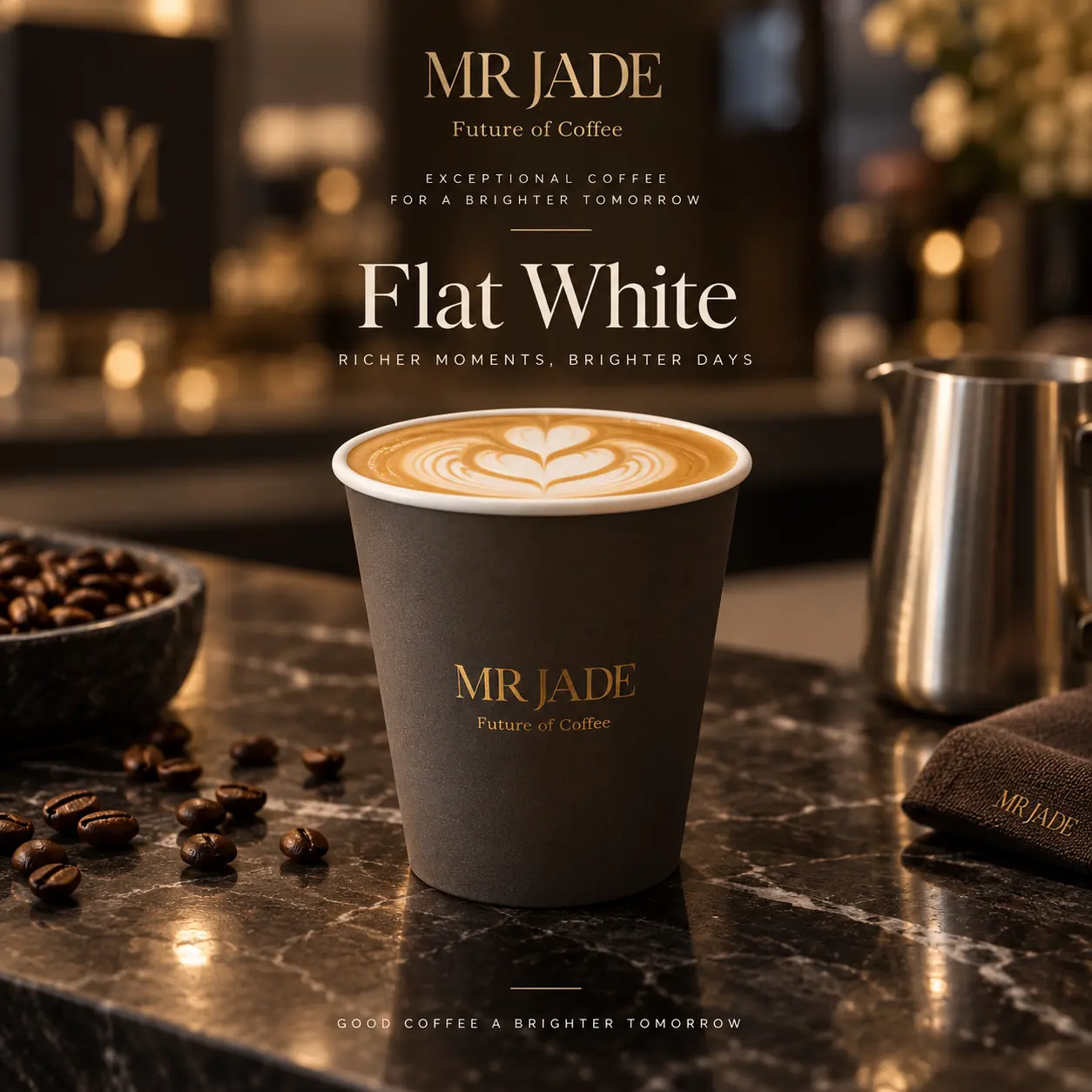 Flat White at MRJADE Coffee Downtown Dubai