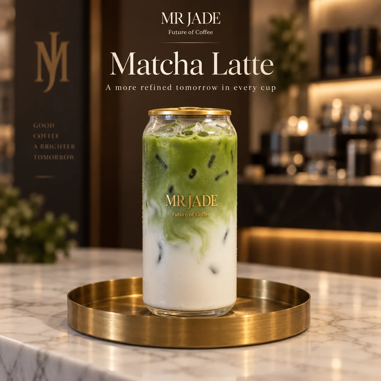 Iced Matcha Latte at MRJADE Coffee Downtown Dubai