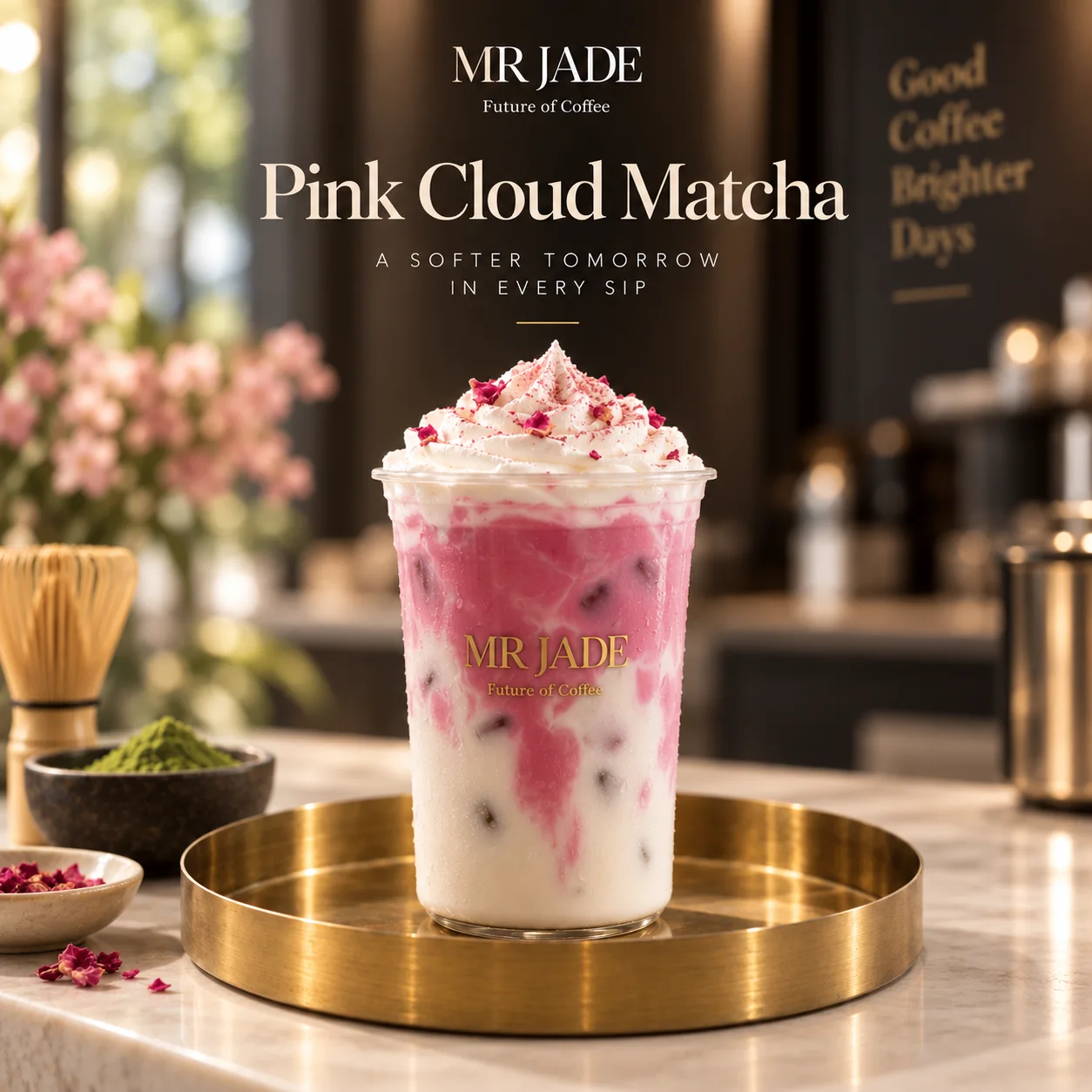 Pink Cloud Matcha at MRJADE Coffee Downtown Dubai